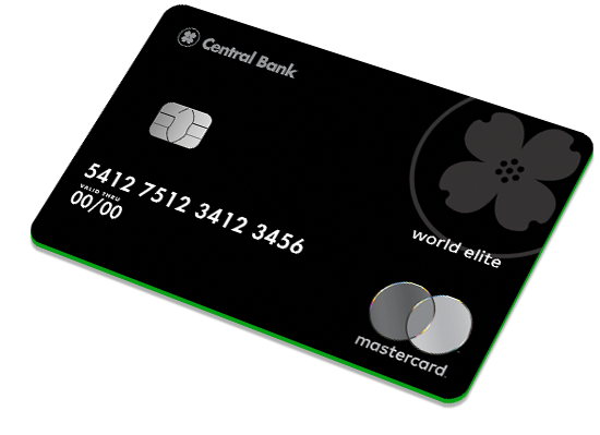 Central Bank world elite Mastercard credit card from Central Trust Bank, the