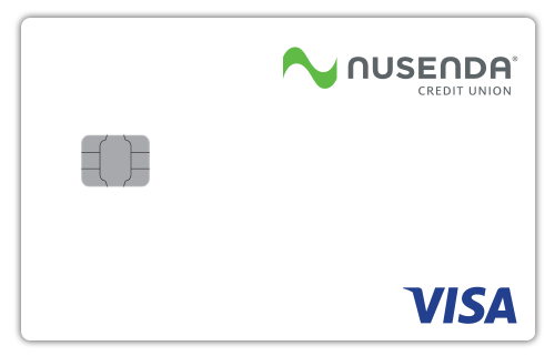 White Visa Platinum credit card from Nusenda Federal Credit Union
