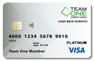 Team One Visa Cash Back Rewards credit card from Team One Credit Union